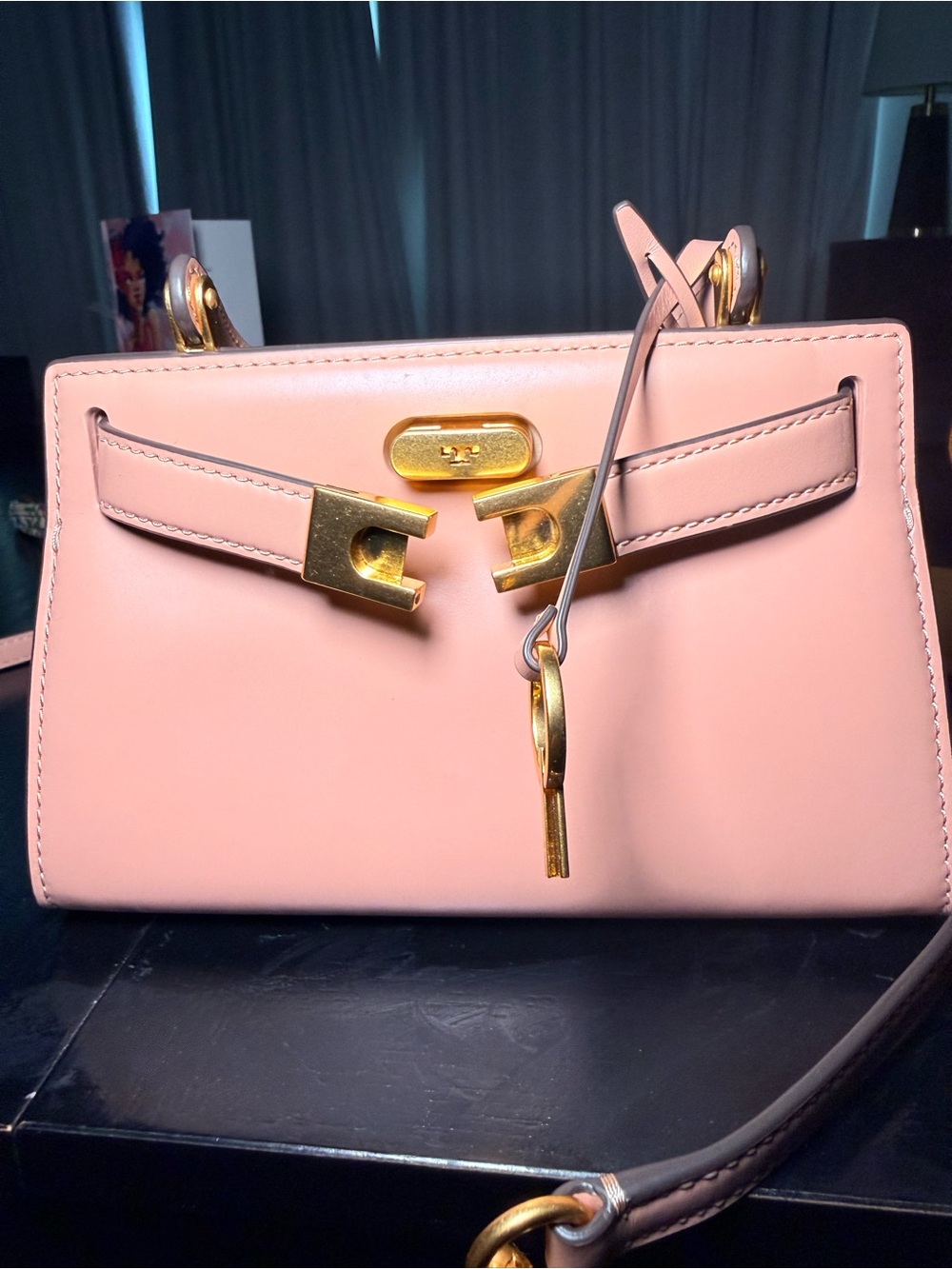 Tory Burch Blush Pink Leather Satchel with Gold Hardware